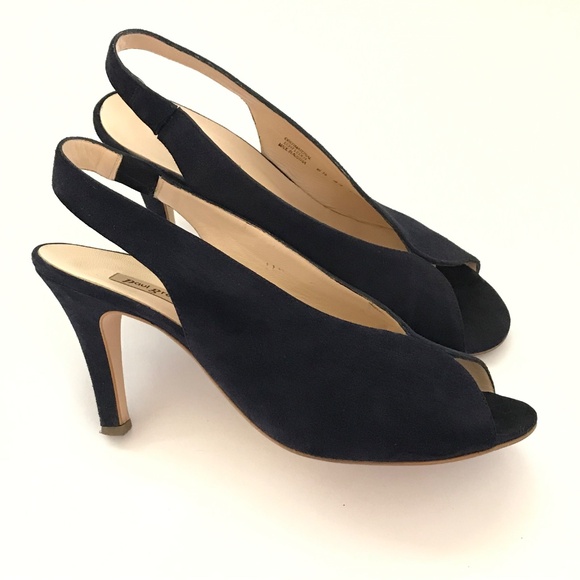 PAUL GREEN Avanti Blue Suede Heels Slingback Peep Toe Heeled Sandals Size 9 - Picture 2 of 16